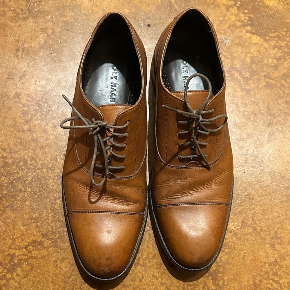 Cole Haan Men's Tan Leather Derby Shoes